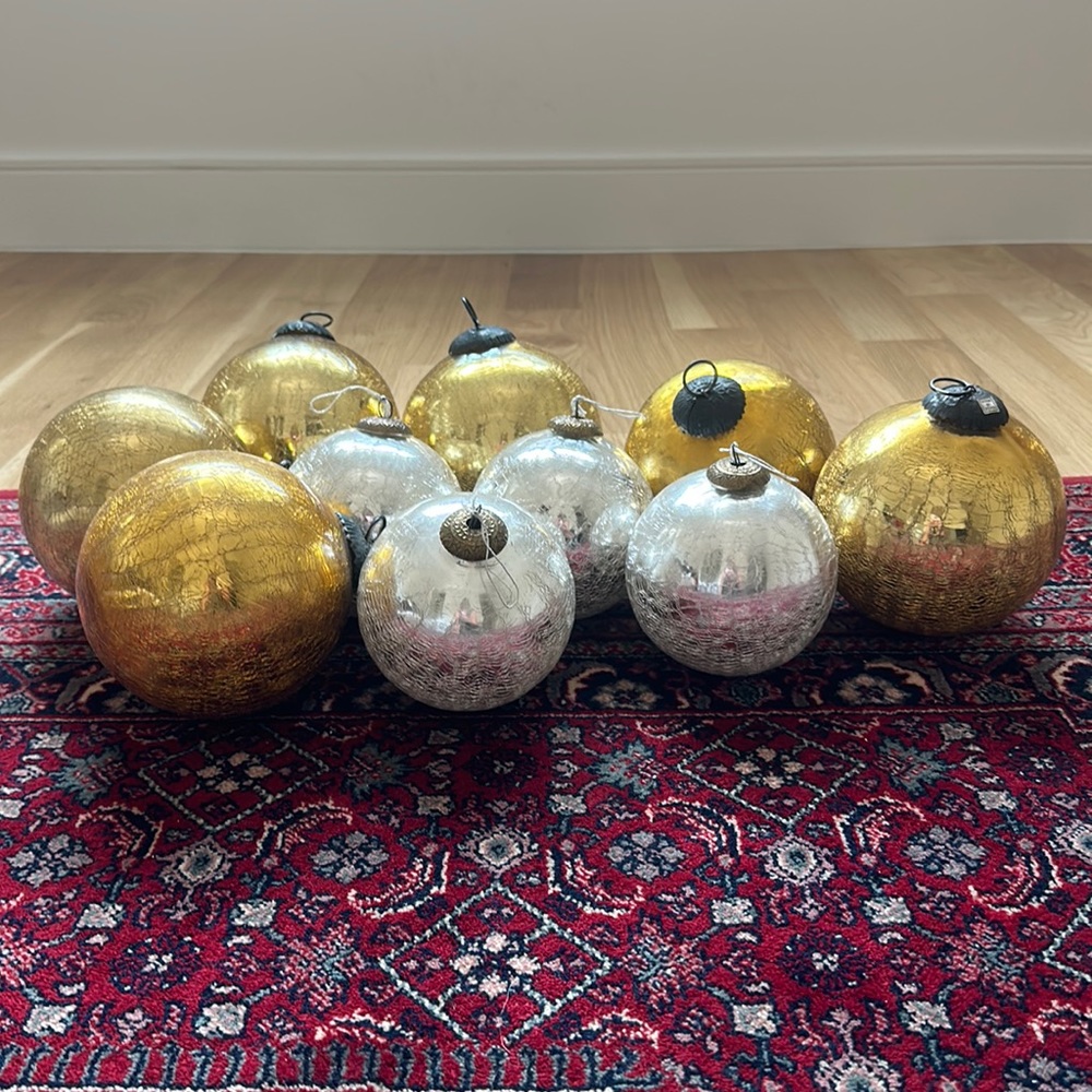 Restoration Hardware Christmas Ornaments: Crackle Glass Bulbs